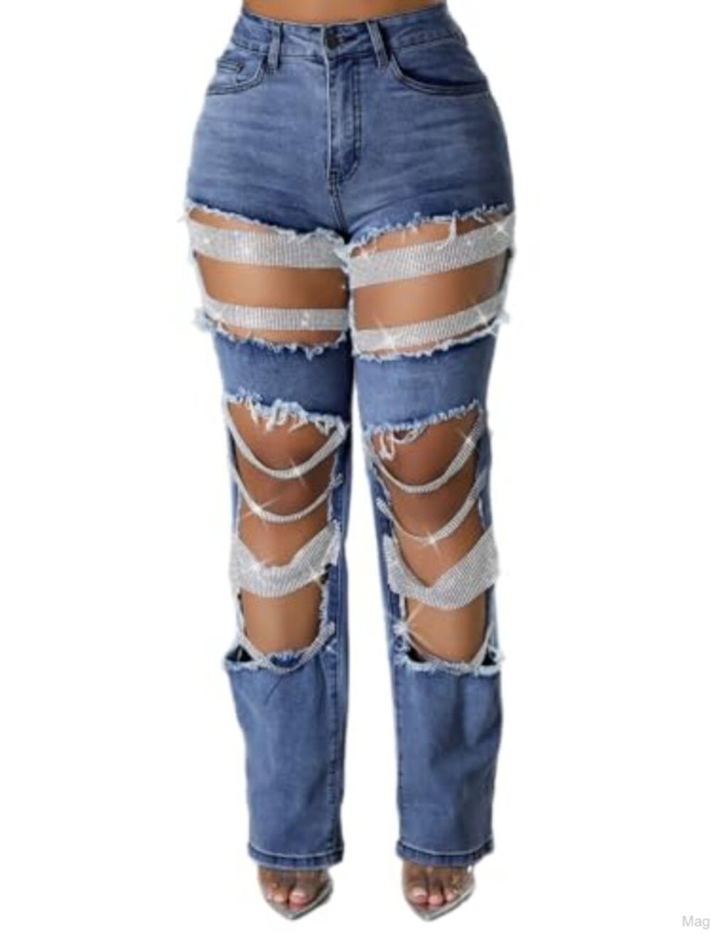 Women's High Waisted Ripped Baggy Jeans Polyester Spandex Streetwear